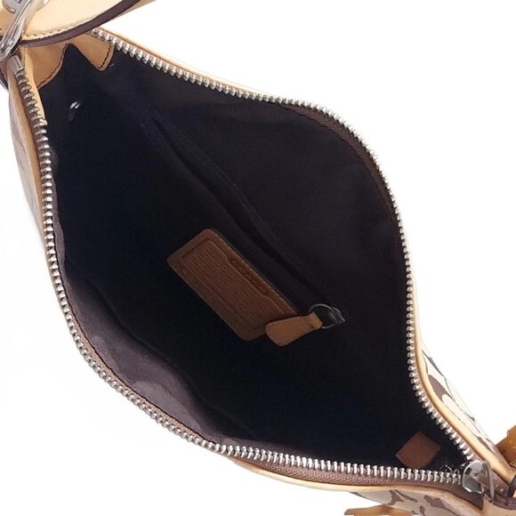 Auth COACH Signature Soft Slim Duffle 9362 Khaki Light Brown Jacquard Leather - Picture 7 of 10